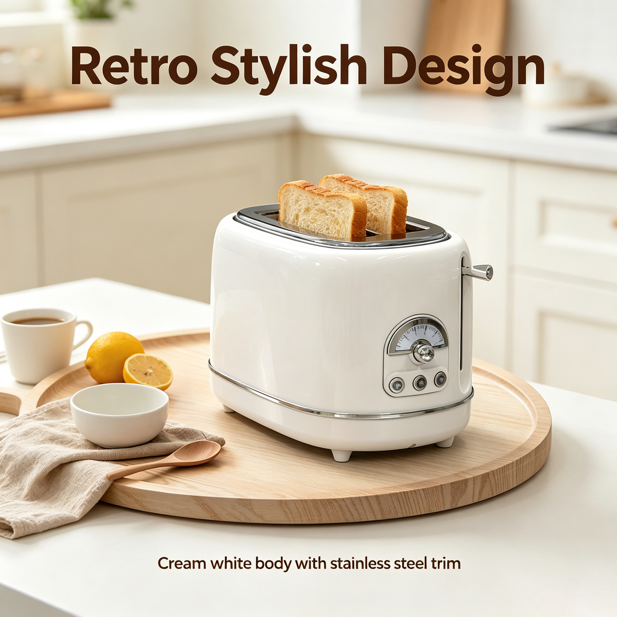 Stainless Steel Mini 2 Slice Toaster, Retro Automatic Bread Toaster, Household Breakfast Toast Maker