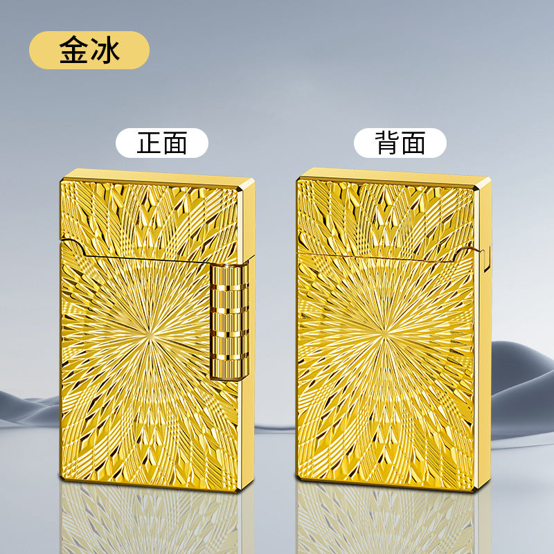 复古钢音朗声砂轮明火打火机高档男士礼物创意机身金属浮雕太阳花