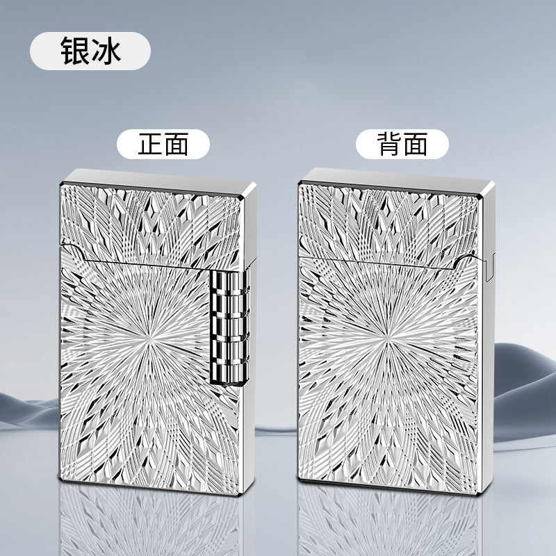 复古钢音朗声砂轮明火打火机高档男士礼物创意机身金属浮雕太阳花