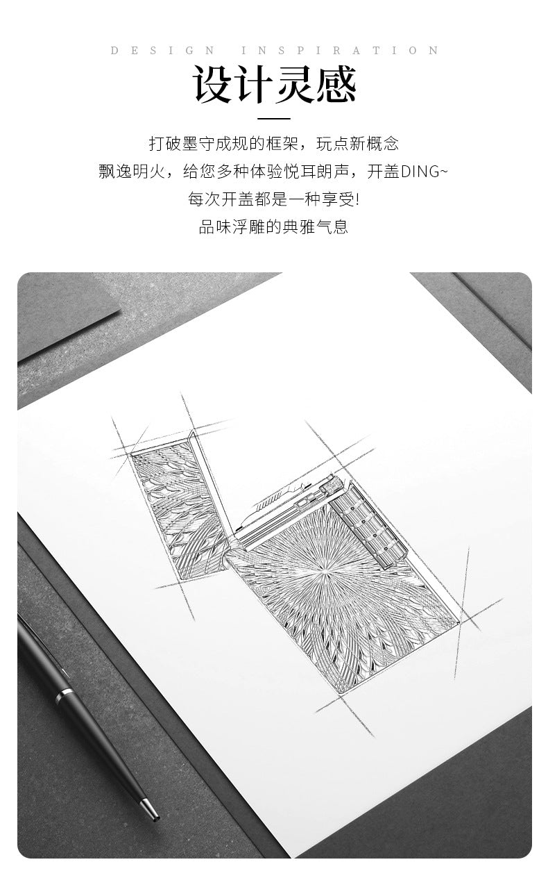 复古钢音朗声砂轮明火打火机高档男士礼物创意机身金属浮雕太阳花